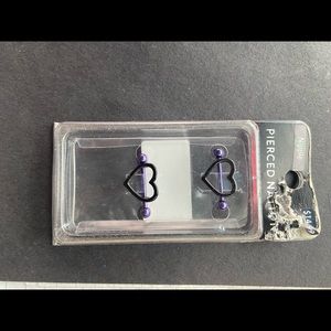 Black & Purple Heart nipple rings